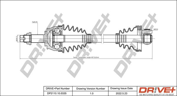 Dr!ve+ DP2110.10.0335 - Приводний вал autocars.com.ua