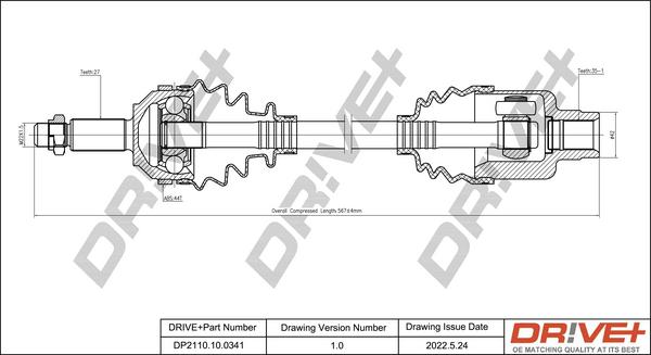 Dr!ve+ DP2110.10.0341 - Приводний вал autocars.com.ua