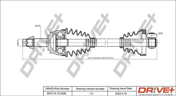 Dr!ve+ DP2110.10.0399 - Приводний вал autocars.com.ua