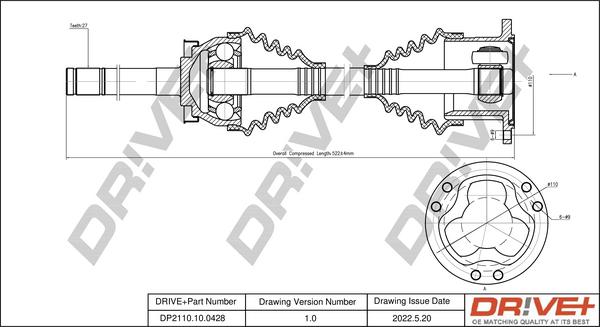 Dr!ve+ DP2110.10.0428 - Приводний вал autocars.com.ua