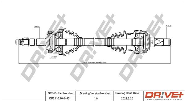 Dr!ve+ DP2110.10.0445 - Приводний вал autocars.com.ua