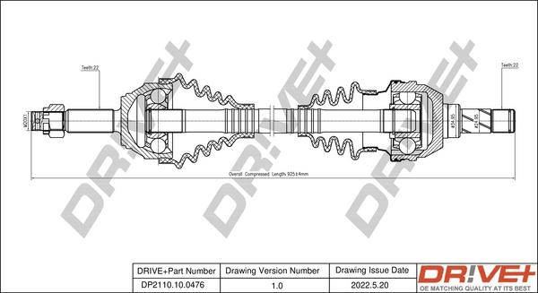 Dr!ve+ DP2110.10.0476 - Приводний вал autocars.com.ua