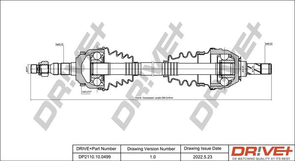 Dr!ve+ DP2110.10.0499 - Приводний вал autocars.com.ua