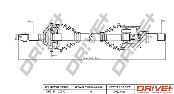 Dr!ve+ DP2110.10.0540 - Приводний вал autocars.com.ua