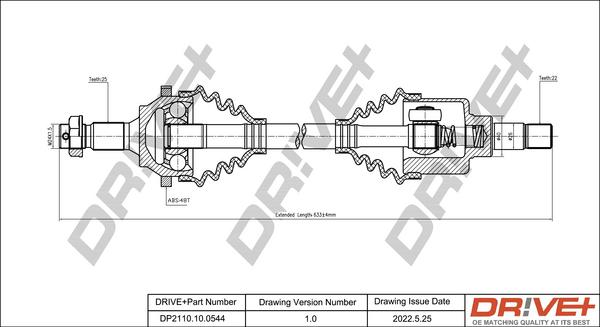 Dr!ve+ DP2110.10.0544 - Приводний вал autocars.com.ua