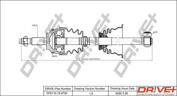 Dr!ve+ DP2110.10.0700 - Приводний вал autocars.com.ua