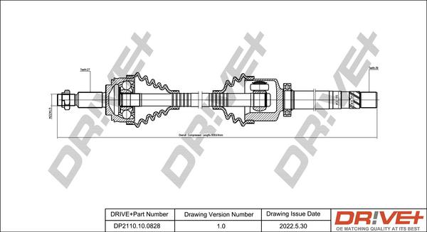 Dr!ve+ DP2110.10.0828 - Приводний вал autocars.com.ua