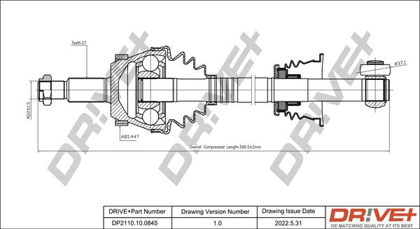 Dr!ve+ DP2110.10.0845 - Приводний вал autocars.com.ua