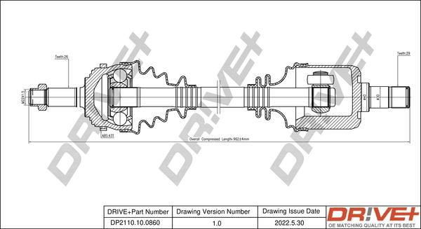 Dr!ve+ DP2110.10.0860 - Приводний вал autocars.com.ua