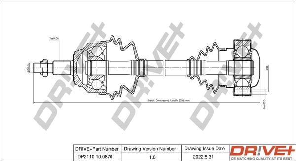 Dr!ve+ DP2110.10.0870 - Приводной вал autodnr.net