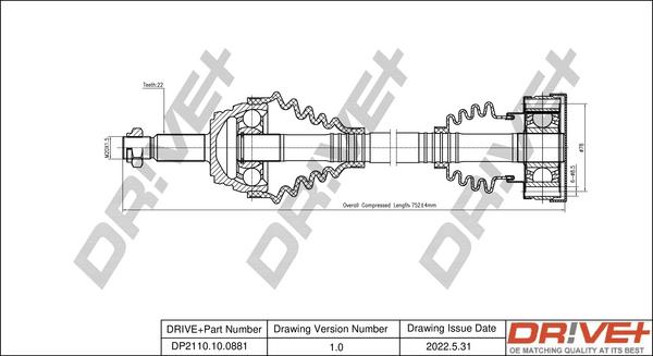 Dr!ve+ DP2110.10.0881 - Приводний вал autocars.com.ua