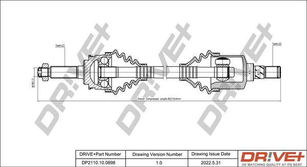 Dr!ve+ DP2110.10.0898 - Приводний вал autocars.com.ua