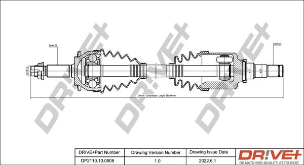 Dr!ve+ DP2110.10.0908 - Приводний вал autocars.com.ua