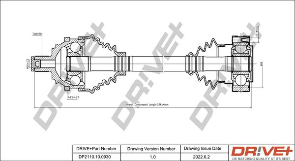 Dr!ve+ DP2110.10.0930 - Приводний вал autocars.com.ua