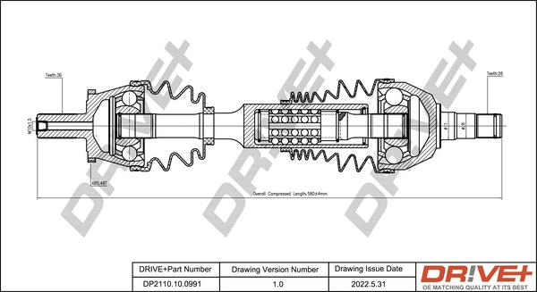 Dr!ve+ DP2110.10.0991 - Приводний вал autocars.com.ua