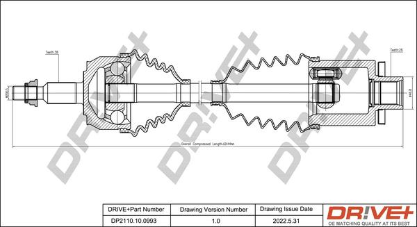 Dr!ve+ DP2110.10.0993 - Приводний вал autocars.com.ua