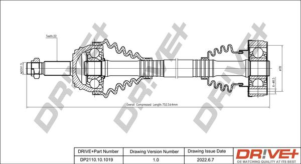 Dr!ve+ DP2110.10.1019 - Приводний вал autocars.com.ua
