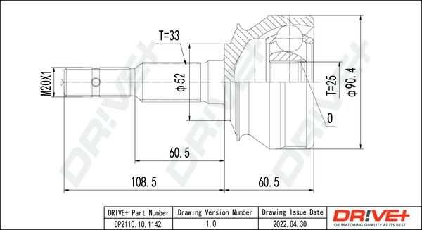Dr!ve+ DP2110.10.1142 - Шарнірний комплект, ШРУС, приводний вал autocars.com.ua