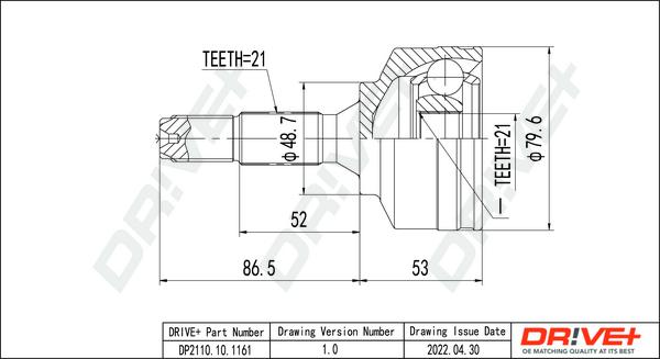 Dr!ve+ DP2110.10.1161 - Шарнирный комплект, ШРУС, приводной вал autodnr.net