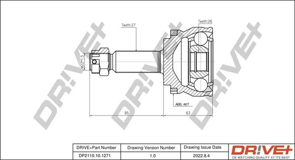 Dr!ve+ DP2110.10.1271 - Шарнирный комплект, ШРУС, приводной вал autodnr.net