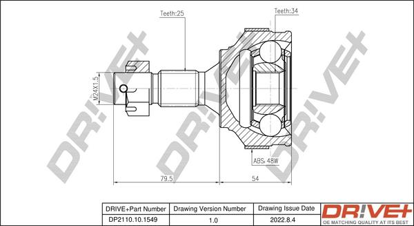 Dr!ve+ DP2110.10.1549 - Шарнирный комплект, ШРУС, приводной вал autodnr.net