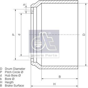 DT Spare Parts 4.64035 - Тормозной барабан avtokuzovplus.com.ua