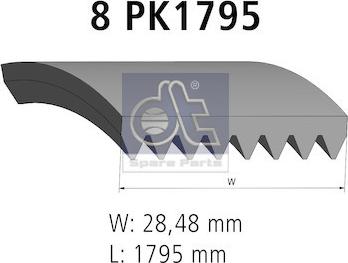 DT Spare Parts 1.21190 - Поликлиновой ремень avtokuzovplus.com.ua