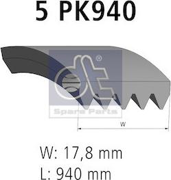 DT Spare Parts 12.15407 - Поликлиновой ремінь autocars.com.ua