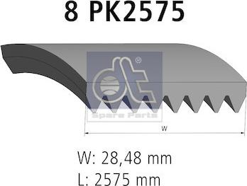 DT Spare Parts 1.21850 - Поликлиновой ремень avtokuzovplus.com.ua