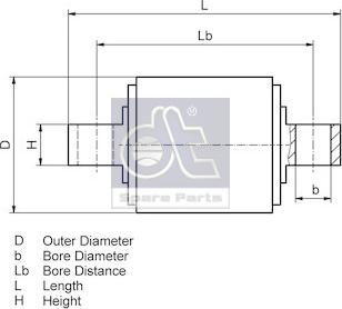 DT Spare Parts 2.62001 - Сайлентблок, рычаг подвески колеса avtokuzovplus.com.ua