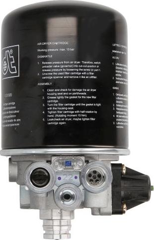 DT Spare Parts 3.71002 - Осушувач повітря, пневматична система autocars.com.ua