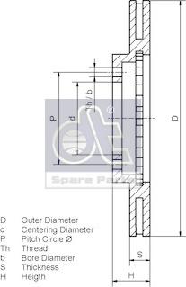 DT Spare Parts 6.61010 - Гальмівний диск autocars.com.ua