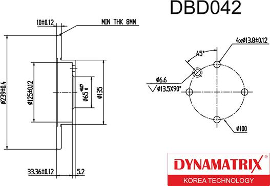 Dynamatrix DBD042 - Гальмівний диск autocars.com.ua