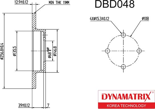 Dynamatrix DBD048 - Тормозной диск avtokuzovplus.com.ua