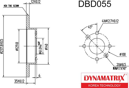 Dynamatrix DBD055 - Гальмівний диск autocars.com.ua