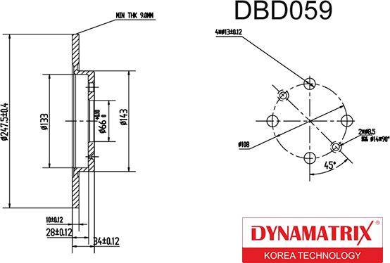 Dynamatrix DBD059 - Тормозной диск avtokuzovplus.com.ua