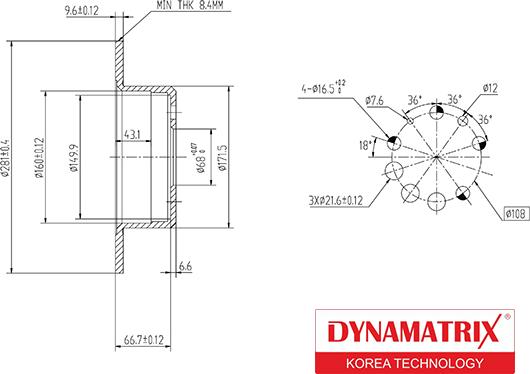 Dynamatrix DBD080 - Тормозной диск avtokuzovplus.com.ua