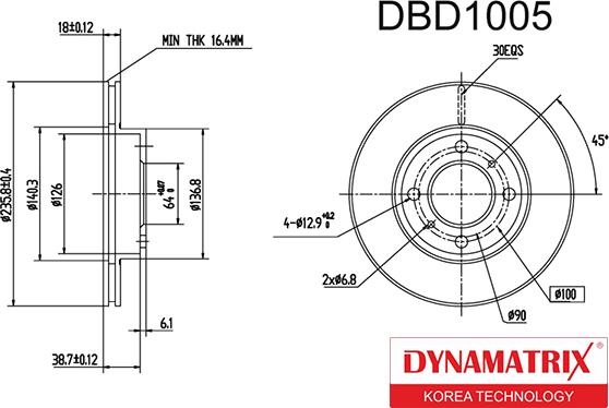 Dynamatrix DBD1005 - Тормозной диск avtokuzovplus.com.ua