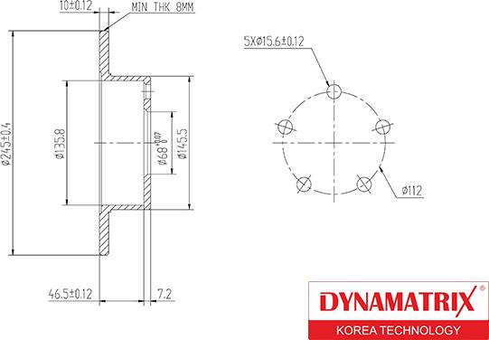 Dynamatrix DBD1033 - Тормозной диск avtokuzovplus.com.ua