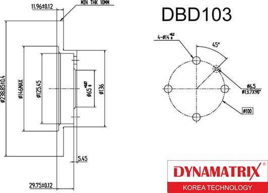 Dynamatrix DBD103 - Гальмівний диск autocars.com.ua