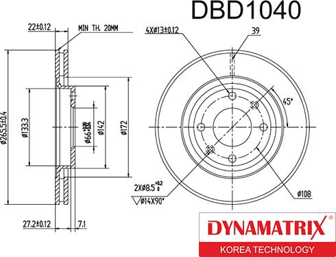 Dynamatrix DBD1040 - Гальмівний диск autocars.com.ua