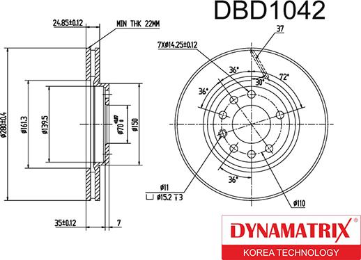 Dynamatrix DBD1042 - Тормозной диск avtokuzovplus.com.ua