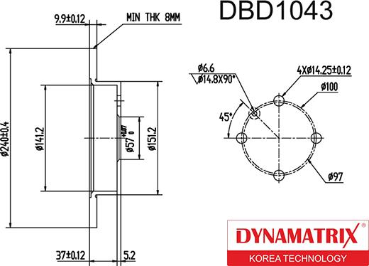 Dynamatrix DBD1043 - Тормозной диск autodnr.net