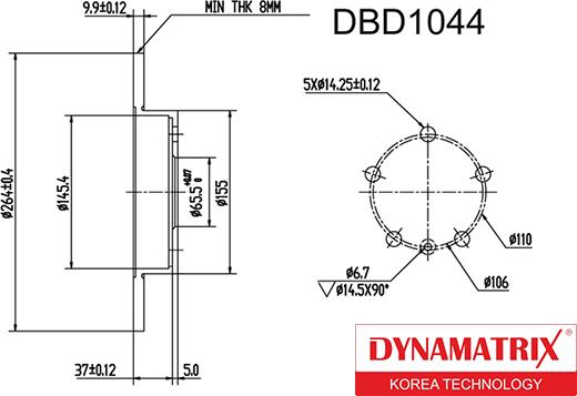 Dynamatrix DBD1044 - Гальмівний диск autocars.com.ua