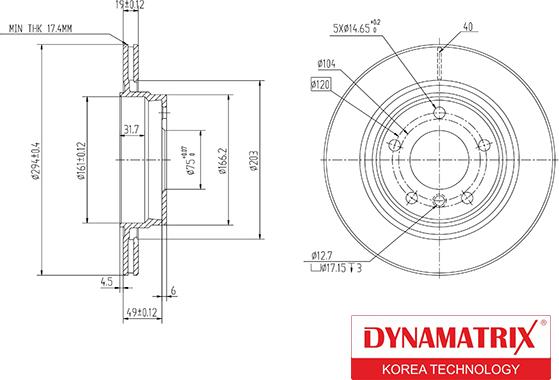 Dynamatrix DBD1073 - Тормозной диск avtokuzovplus.com.ua