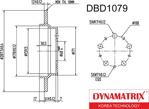 Dynamatrix DBD1079 - Гальмівний диск autocars.com.ua