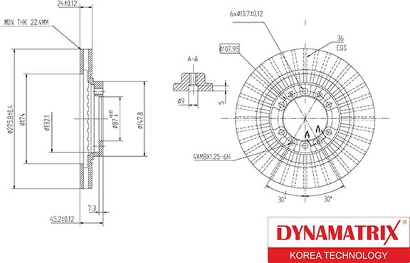 Dynamatrix DBD1109 - Тормозной диск avtokuzovplus.com.ua