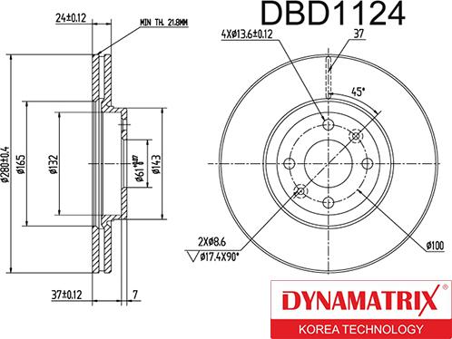Dynamatrix DBD1124 - Гальмівний диск autocars.com.ua