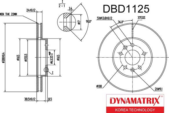 Dynamatrix DBD1125 - Гальмівний диск autocars.com.ua
