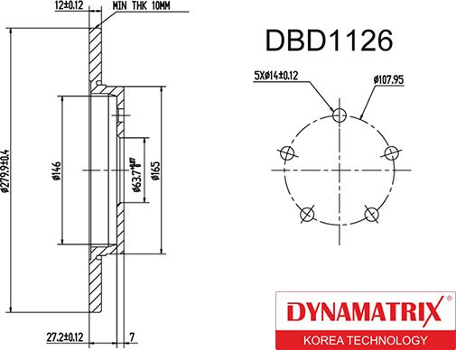 Dynamatrix DBD1126 - Тормозной диск avtokuzovplus.com.ua